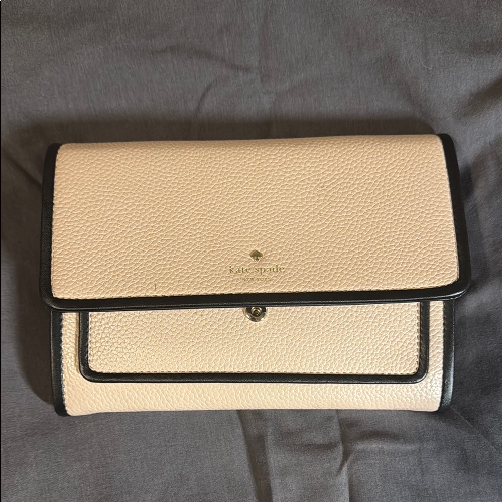 Kate Spade Cream Clutch with Black Trim